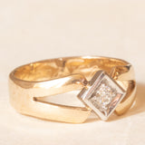 Vintage 9K yellow gold band ring with old European cut diamond (0.10ct approx.), 70s