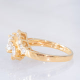 Anello a fiore vintage in oro giallo 18K con diamanti (0.92ctw), anni ‘80