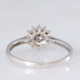 Anello a fiore vintage in oro bianco 9K con diamanti (0.10ctw ca.), anni ‘80