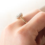 Vintage-Gänseblümchen-Ring aus 9-karätigem Gelb- und Weißgold mit Diopsid (ca. 1.40 ct) und Diamanten (ca. 0.20 ctw), Jahr 2006