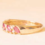 Veretta vintage in oro giallo 9K con rubini (0.50ctw ca.) e diamanti (0.16ctw ca.), anno 1990