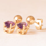 Vintage-Tropfenohrringe aus 9-karätigem Gelbgold mit Amethyst (ca. 0.70 ctw)