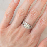 Anello a fascia vintage in platino con diamanti per un totale di 1.25ct (centrale di taglio princess 0.78ct), anni ‘80