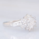 Anello a fiore vintage in platino con diamanti (1.26ctw), anni ‘80