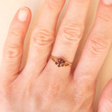 Vintage 9K Yellow Gold Flower Ring with Garnets (0.30ctw approx.)