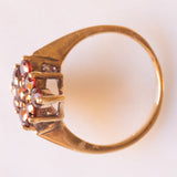 Anello vintage in oro giallo 9K con granati (0.90ctw ca.), anno 1978