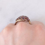 Anello vintage in oro giallo 8K con tormaline rosse, anni ‘80