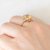 Anello da cocktail vintage in oro giallo 9K con quarzo citrino (2.20ct ca.) e diamanti, anno 2010