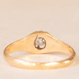 Solitario antico in oro giallo 14K con diamante di taglio cuscino antico (0.15ct ca.), primi del ‘900