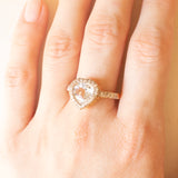 Vintage-Ring aus 14-karätigem Gelbgold mit Aquamarin im Herzschliff (ca. 2.20 ct) und Diamanten im Brillantschliff (ca. 0.22 ctw), 80er/90er Jahre