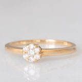 Anello a fiore vintage in oro giallo 14K con diamanti di taglio brillante (0.10ctw ca.), anni ‘80