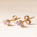 Vintage-Ohrringe aus 9-karätigem Gelb- und Weißgold mit Amethysten und Diamanten