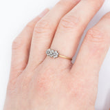 Anello vintage a fiore in oro giallo 9K con diamanti (0.15ctw ca.)
