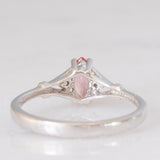 Trilogy vintage in oro bianco 14K con topazio arancione (0.34ct ca.) e diamanti di taglio brillante (0.02ctw ca.), anni ‘80/‘90