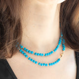 Collana vintage in oro giallo 9K con turchesi, anni ‘60/‘70