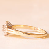 Vintage-Blumenring aus 9-karätigem Gelbgold mit Diamanten (ca. 0.07 ctw), 1984