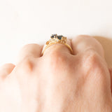 Vintage Ring aus 14 Karat Gelbgold mit Saphiren (ca. 0.80 ctw) und Diamanten (ca. 0.09 ctw), 60er/70er Jahre