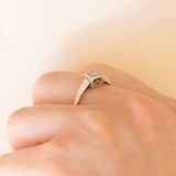 Art-Déco-Solitär aus 9-karätigem Gelbgold und Platin mit Diamant im alten Minenschliff (ca. 0.10 ct), 20er/30er Jahre