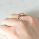 Anello contrarier a fiore in oro rosa 9K con diamanti (0.12ctw ca.)