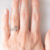 Anello vintage in oro bianco 9K con diamanti (0.03ctw ca.)