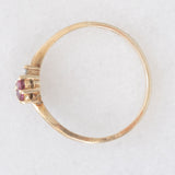 Anello vintage in oro giallo 9K con rubini (0.12ctw ca.) e diamante (0.02ct ca.), anno 1981