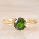 Solitario vintage in oro giallo 8K con cromodiopside (1ct ca.), anni ‘80