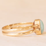 Anello doppio girevole vintage in oro giallo 9K con amazonite e ambra, anni ‘70/‘80