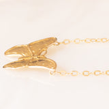 Collana vintage con ciondolo a forma di farfalla in oro giallo 14K, anni ‘70/‘80