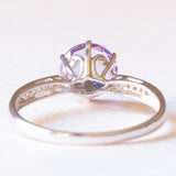 Anello vintage in oro bianco 9K con ametista (1.50ct ca.) e diamanti (0.04ctw ca.)