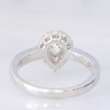 Anello a margherita a goccia in platino con diamanti (1.12ctw), anni ‘90