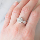 Anello a fiore vintage in platino con diamanti (1ctw), anni ‘80