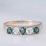 Veretta antica in oro giallo 14K con smeraldi (0.30ctw ca.) e diamanti (0.30ctw ca.), anni ‘20/‘30