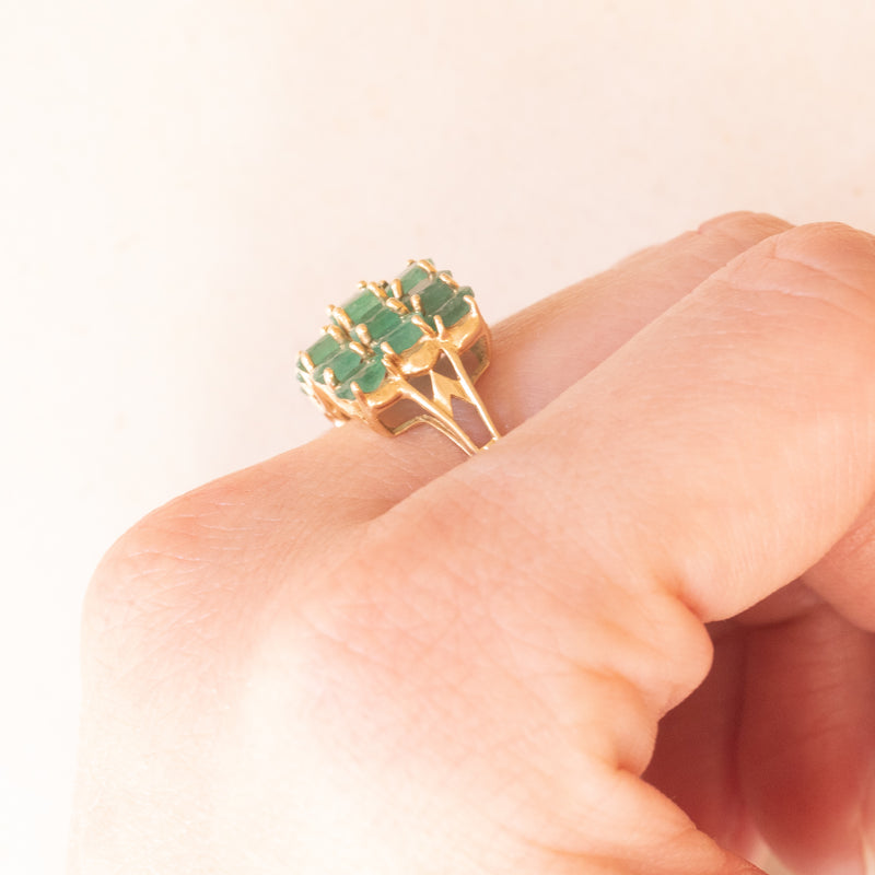 Anello Vintage In Oro Giallo 14k Con Zaffiro E Pietre Bianche, Anni '7 - Foto 8