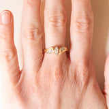 Vintage-Ring aus 14-karätigem Gelb- und Weißgold mit zentralem Diamanten im Marquise-Schliff (ca. 0.25 ct) und seitlichen Diamanten im konischen Schliff, 70er/80er Jahre