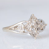 Anello vintage in oro bianco 9K con diamanti (0.03ctw ca.)
