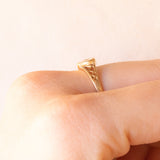 Herzförmiger Vintage-Siegelring + Zigeunerring aus 9-karätigem Gelbgold mit Zirkonia
