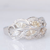 Anello “pianta con foglie” in platino con diamanti (1.50ctw), anni ‘90/anni ‘2000