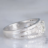 Anello a fascia vintage in platino con diamanti per un totale di 1.25ct (centrale di taglio princess 0.78ct), anni ‘80