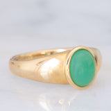 Anello a fascia vintage in oro giallo 9K con crisoprasio, anni ‘80