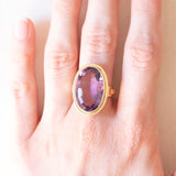 Vintage-Cocktailring aus 14 Karat Gelbgold mit Amethyst (ca. 13 Karat), 70er Jahre