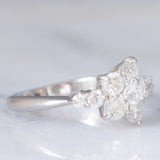 Anello a fiore vintage in platino con diamanti di taglio brillante (1ctw), anni ‘80
