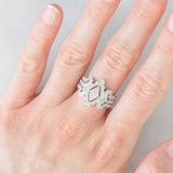 Anello vintage in oro bianco 14K con diamanti di taglio brillante (0.50ctw ca.), anni ‘70/‘80