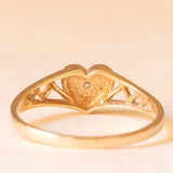 Herzförmiger Vintage-Siegelring + Zigeunerring aus 9-karätigem Gelbgold mit Zirkonia