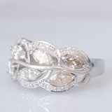 Anello “pianta con foglie” in platino con diamanti (1.50ctw), anni ‘90/anni ‘2000