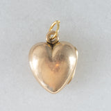 Ciondolo portafoto vintage a forma di cuore in oro giallo 9K, anni ‘50