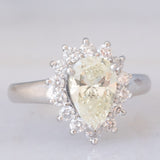 Anello a margherita e a goccia in platino con diamante centrale di 1.26ct e diamanti laterali (0.45ctw)