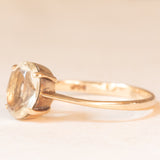 Solitario vintage in oro giallo 9K con quarzo citrino (1ct ca.), anno 1981