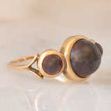 Trilogy vintage in oro giallo 14K con granati di taglio cabochon (5.50ctw ca.), anni ‘40/‘50
