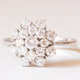 Vintage-Schneeflockenring aus 14-karätigem Weißgold mit Diamanten im Brillantschliff (ca. 1 Karat), 60er Jahre