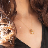 Vintage 9K Yellow Gold Chain Necklace with 9K Yellow Gold Pendant with Citrine Quartz and Peridots